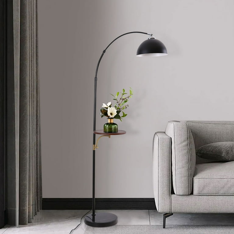 Arc Floor Lamp Marble Base Black Metal for Sectional Sofa Lighting