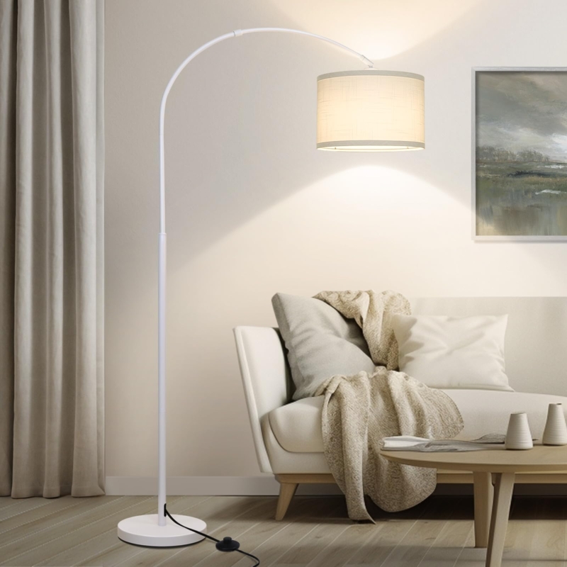 Arc Floor Lamp: Modern White with Marble Base for Living Room Styling