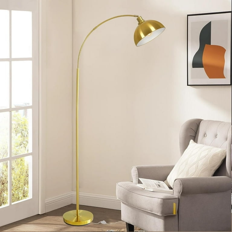 Arc Floor Lamp Over Sofa Design Polished Metallic Modern Glam