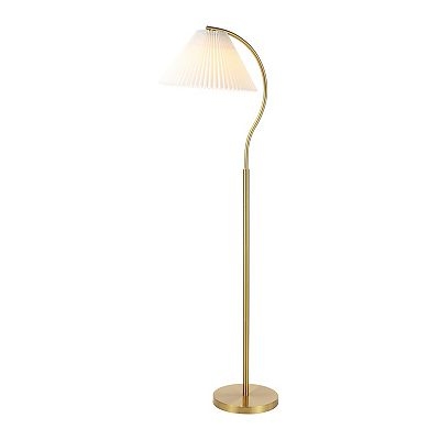 Arc Floor Lamp, Pleated Empire Shade with Metallic Finish