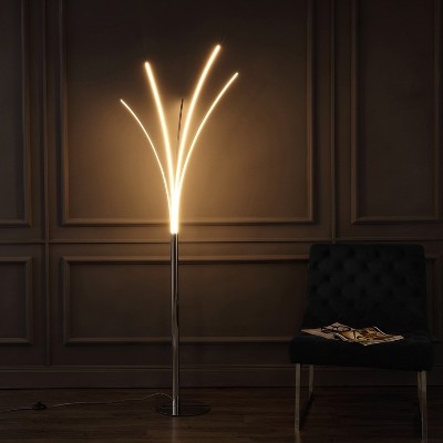 Arc Floor Lamp Polished Chrome 5-Branch Integrated LED Multi-Arm