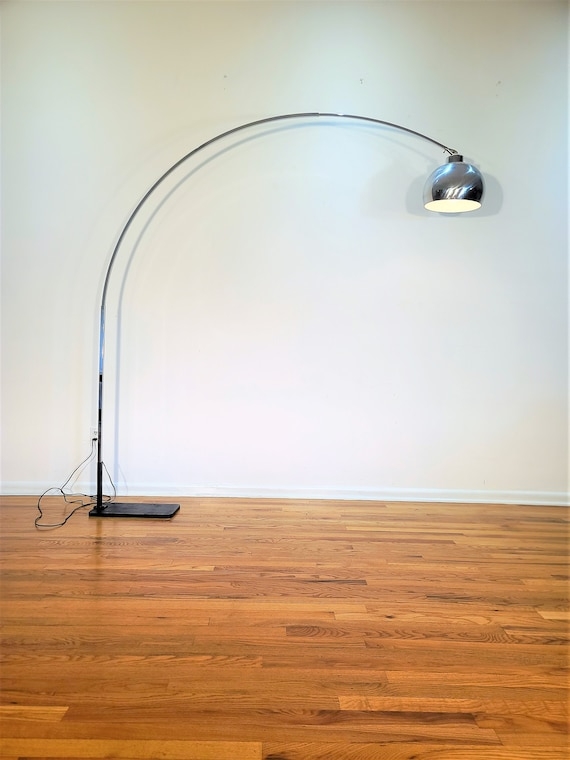 Arc Floor Lamp Polished Chrome Dome Shade Mid Century Modernist