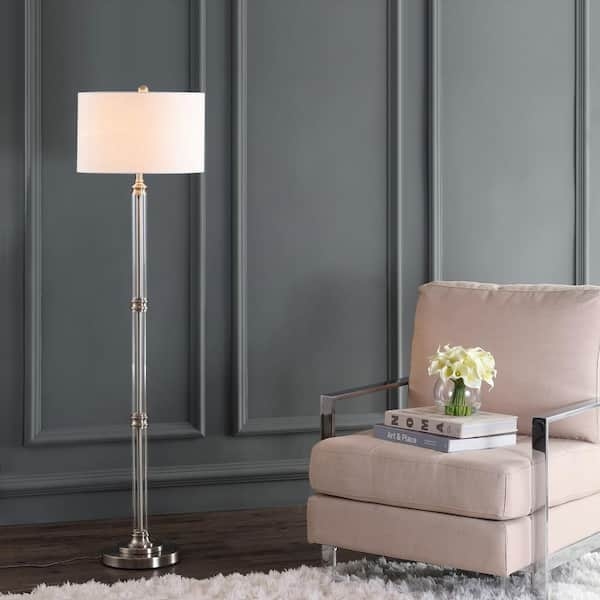 Arc Floor Lamp Polished Nickel Clear Glass Bell Shade