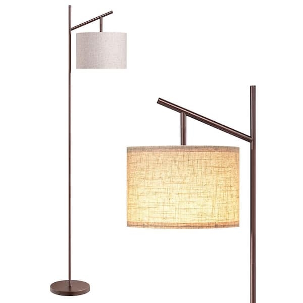 Arc Floor Lamp Tan Brown Overhanging Reading Nook Light