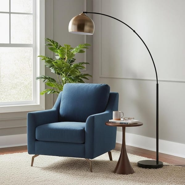 Arc Floor Lamp with Faux Marble Base, Brass Arc Floor Lamp Styling