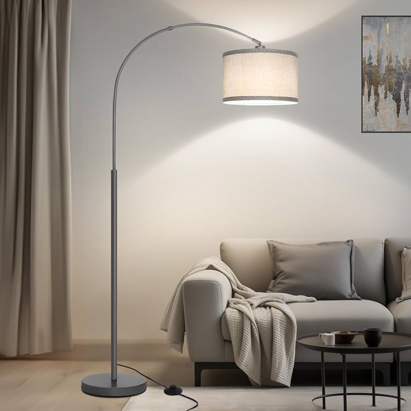 Arc Floor Lamp with Foot Pedal Switch for Small Space Task Lighting