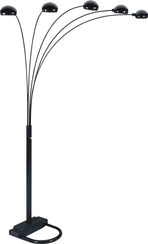 Arch Floor Lamp Five Arm Matte Black Metal Contemporary Arched Decor