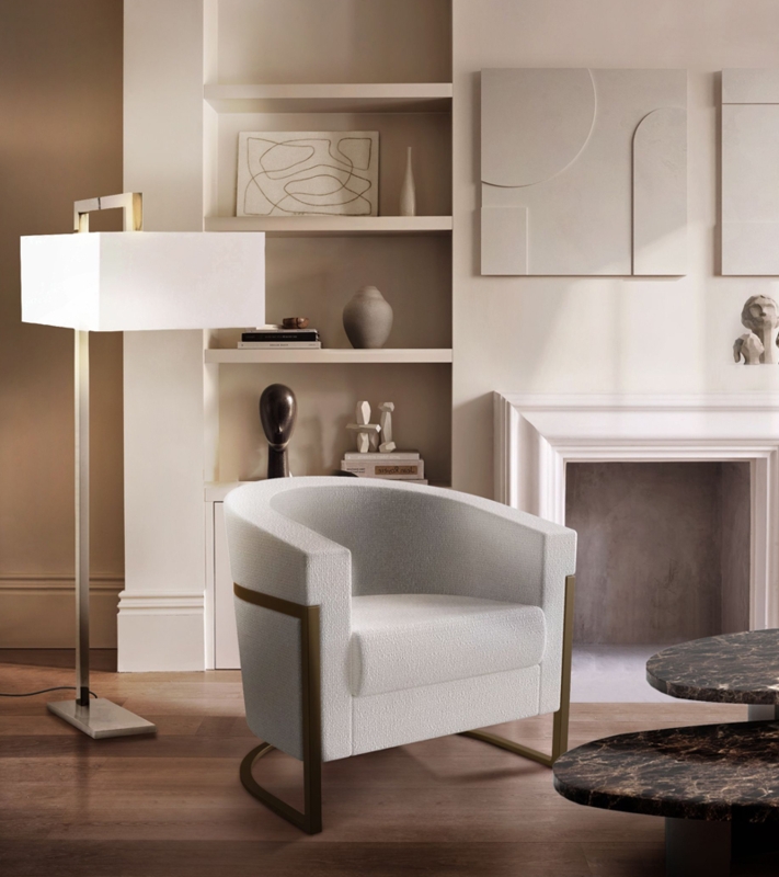 Arched Floor Lamp | Black Metal, Monochromatic Living Room Inspiration