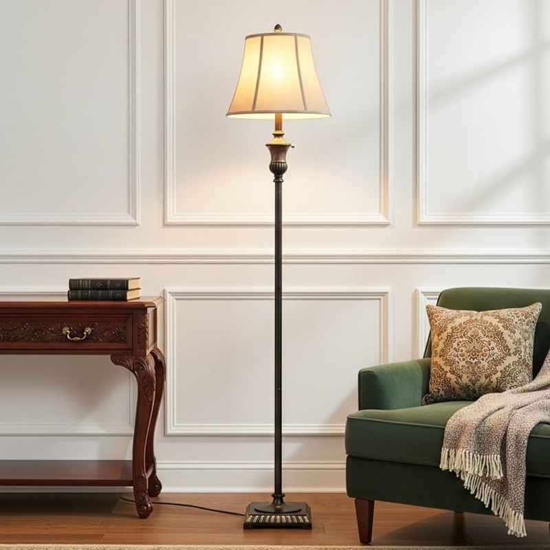 Arched Floor Lamp Brushed Bronze, Mid-Century Modern Reading Nook