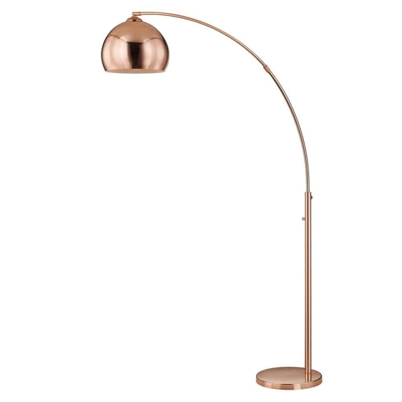 Arched Floor Lamp Five Arm Rose Gold Tone Mesh Shades Glam