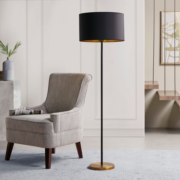 Arched Floor Lamp High Contrast Gold Black Slender Stem Contemporary