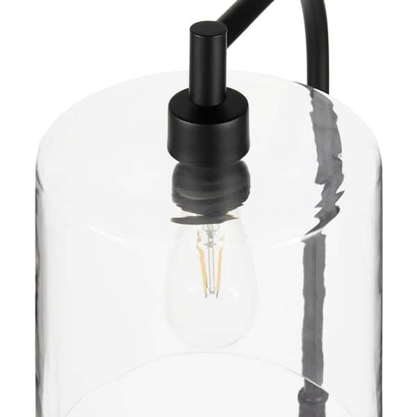 Arched Floor Lamp Hook Neck Black Metal Exposed Bulb