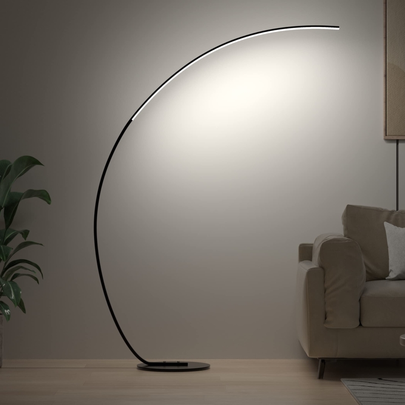 Arched Floor Lamp Matte Black Minimalist Overhanging Living Room
