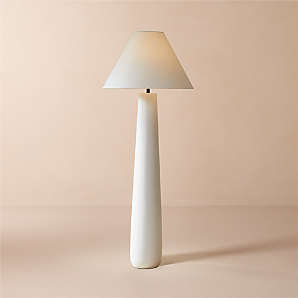 Arched Floor Lamp: Minimalist Slender White Stem with Drum Shade