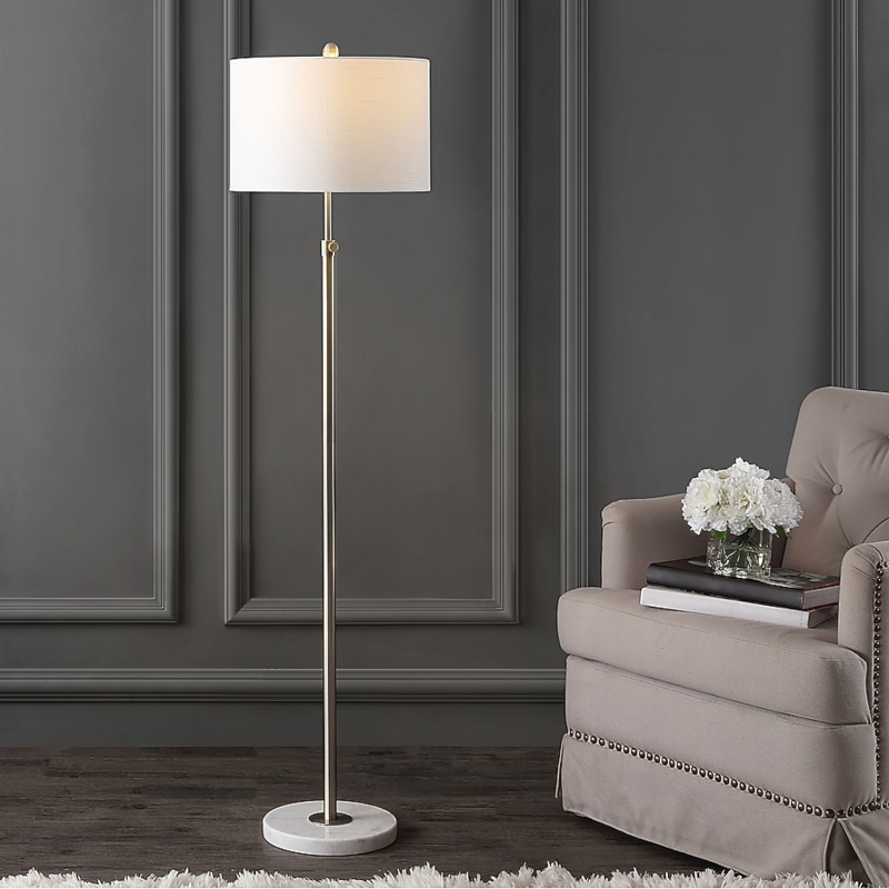 Arched Floor Lamp, Polished Chrome Finish with Marble Base
