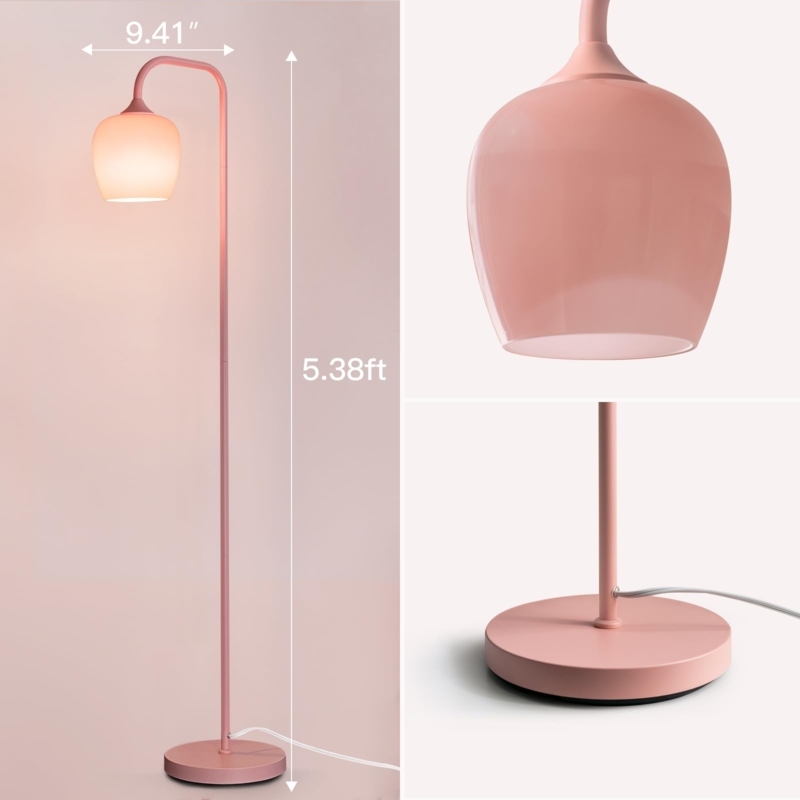 Arched Floor Lamp Rose Gold Finish Clear Glass Globe Shade