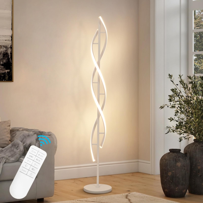 Arched Floor Lamp Slim Frame Modern White Dome Shade