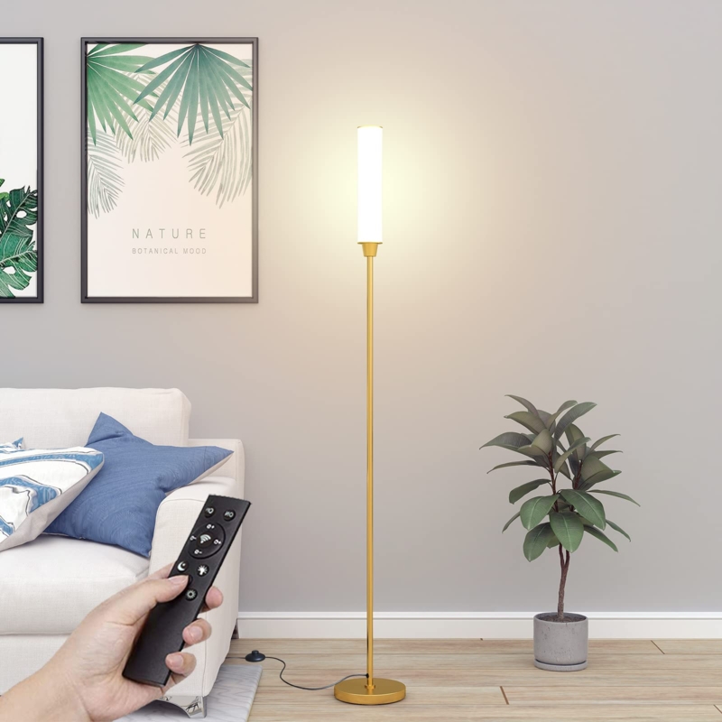 Arched Floor Lamp with Dome Shade, Brushed Gold Metallic Finish