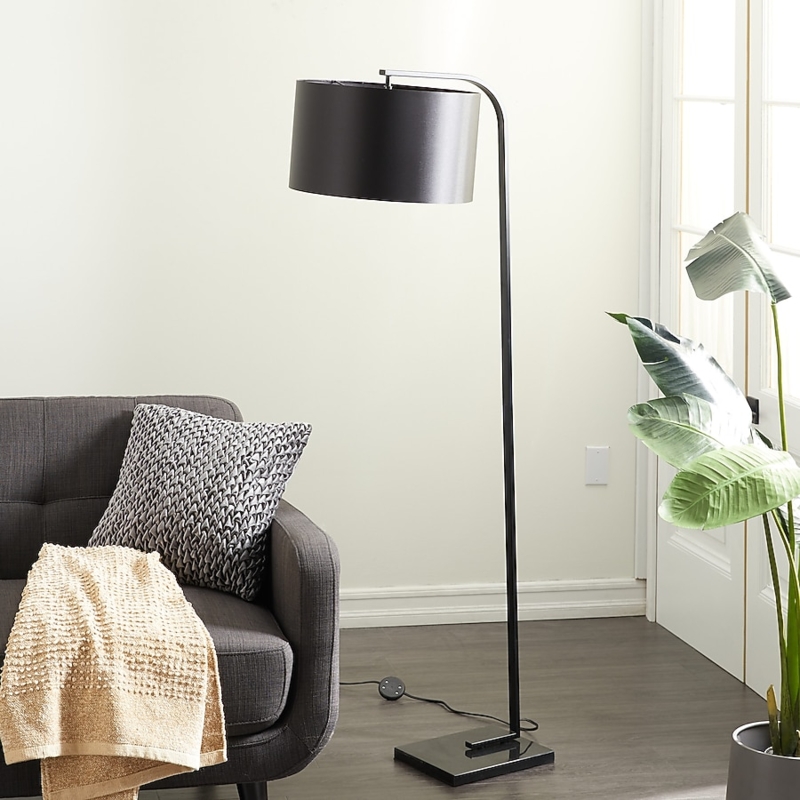 Arched Floor Lamp with Marble-Like Base and Metal Finish
