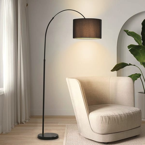 Arched Floor Lamp with Overhanging Reach for Minimalist Living Room