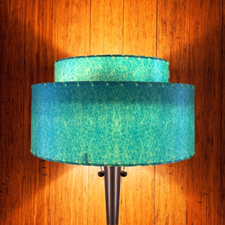 Architectural Two Tiered Lamp Shade Piped Edges Off White Fabric