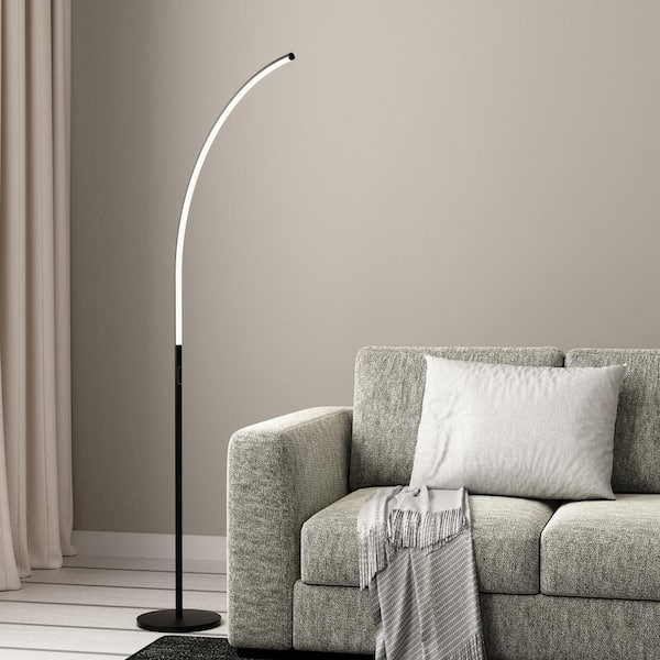 Arcing Floor Lamp Matte Black Integrated LED Sleek Lounge Lighting