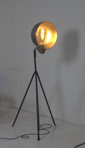Articulated Floor Lamp in 1950s Style with Black Conical Shade