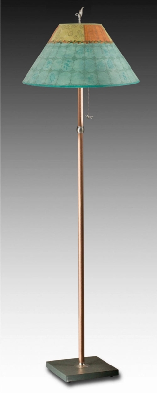 Artisan Floor Lamp Watercolor Botanical Shade Pull Chains