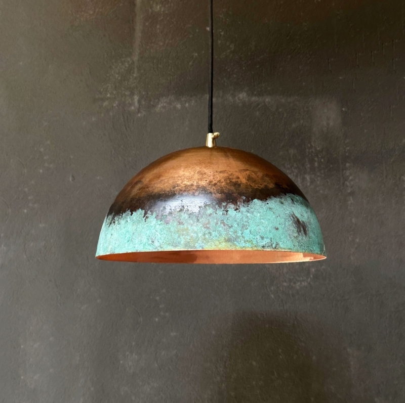 Artisanal Pendant Light featuring Hand-Crafted Hammered Metal Texture