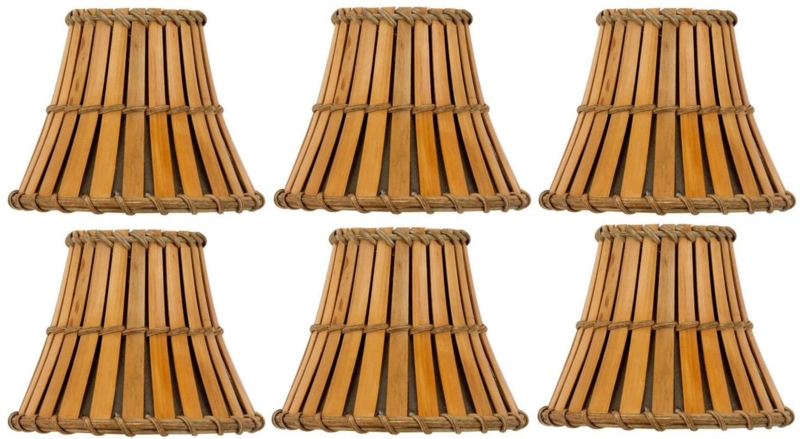 Bamboo Style Tapered Lamp Shade Set with Black Trim