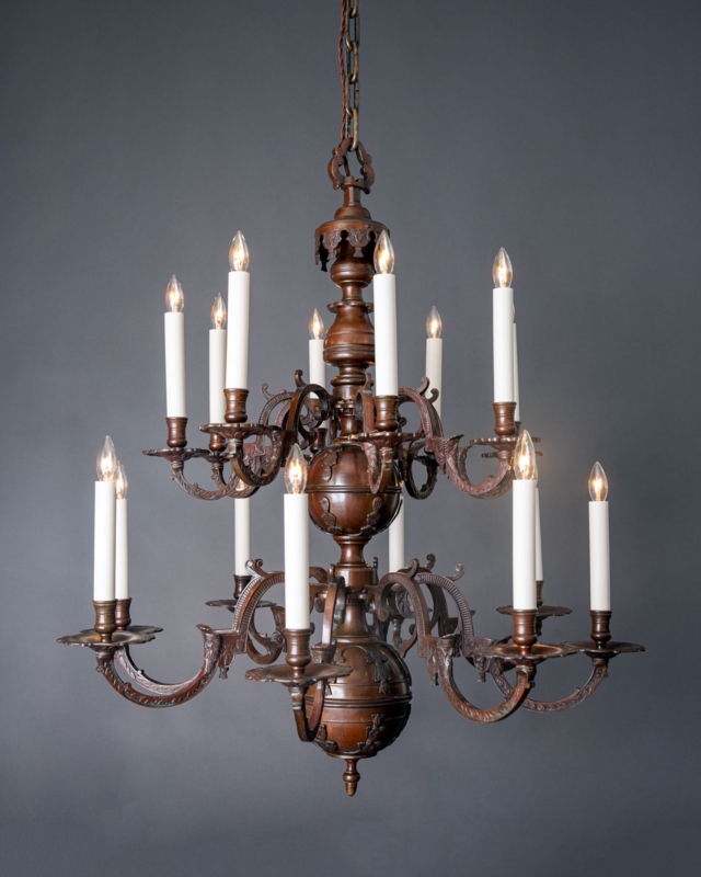 Baroque Bronze 16-Arm Chandelier, Grand Two-Tier Traditional Design
