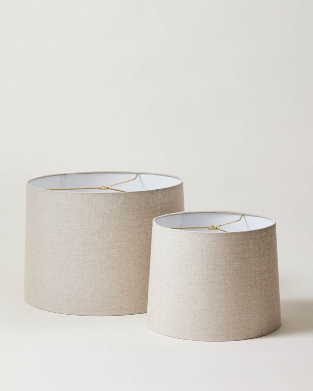 Barrel Lamp Shade Ivory Linen Woven Texture Farmhouse Lighting Accessory