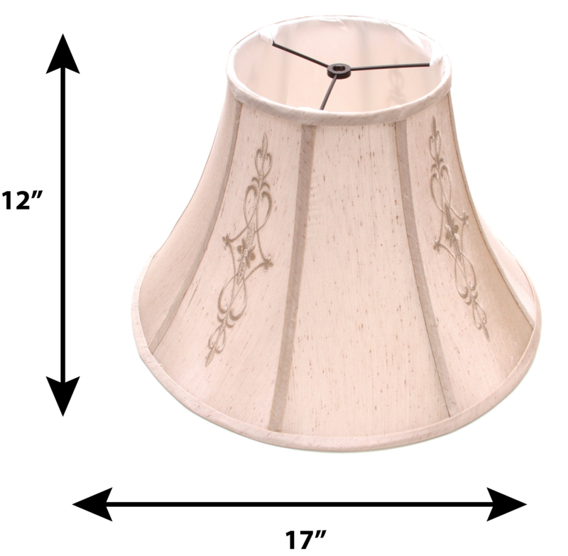 Beige Bell Lamp Shade, Self Piping, Flared Base, Hardback Liner