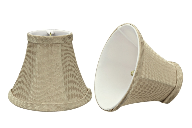 Bell Lamp Shade Pair: Dark Beige Piping Detail Clip On
