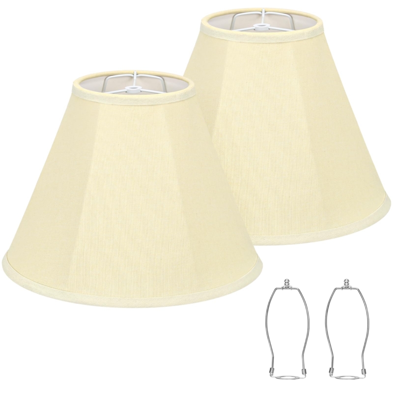Bell Lamp Shade Pair with Spider Fitter in Cream Linen