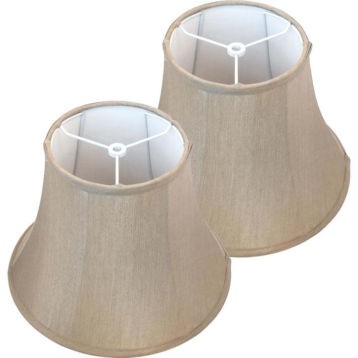 Bell Lamp Shade Set, Vertical Piping Traditional Classic Linen-Look