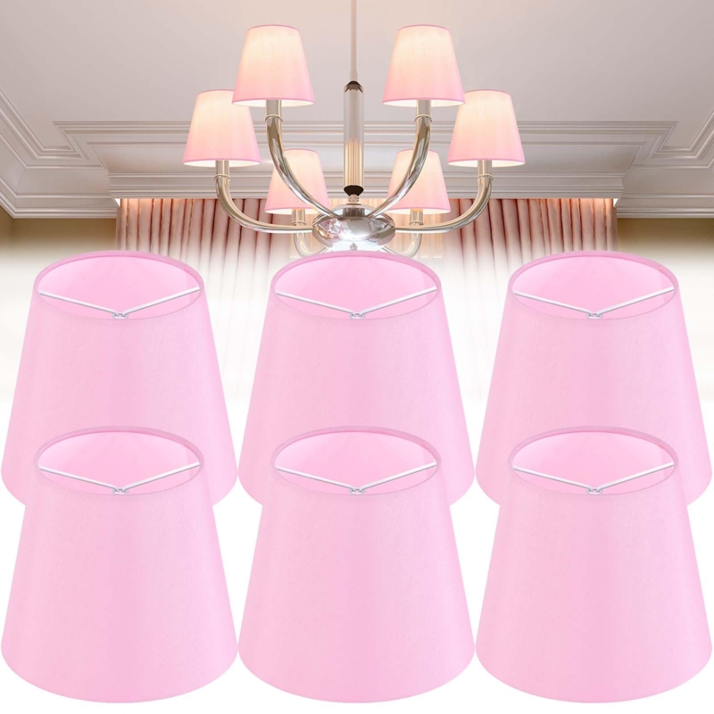 Bell Lamp Shade Smocked Pleating Pink Silk Like Traditional Clip On