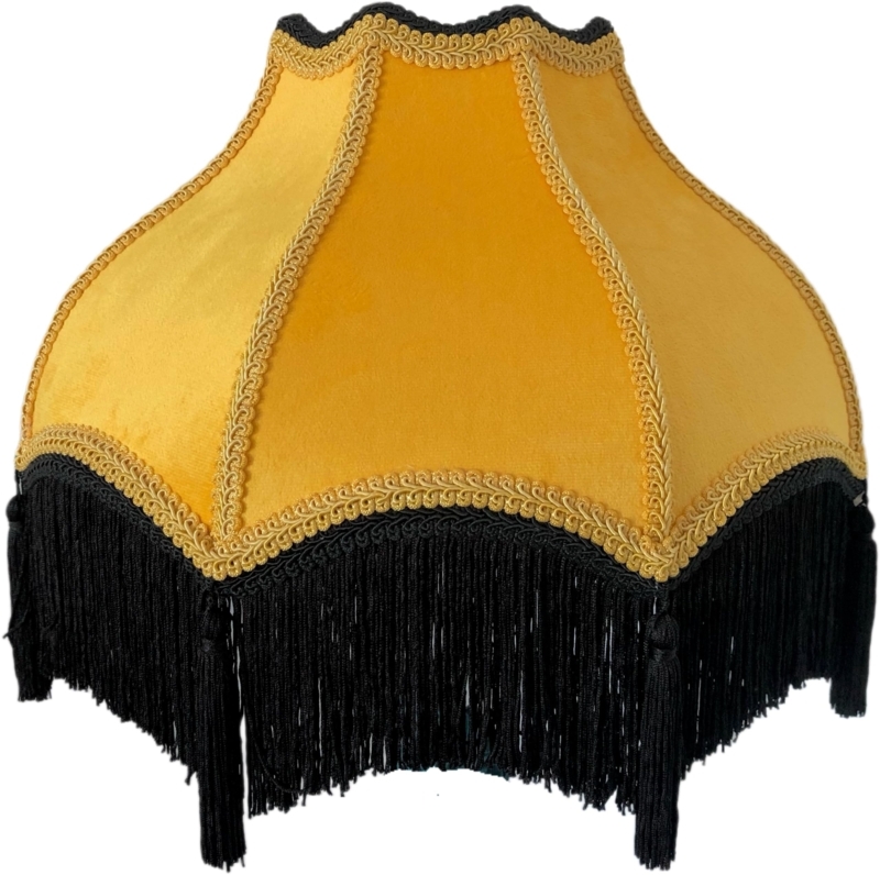 Bell Lamp Shade with Fringe Trim and Beaded Tassels Decor