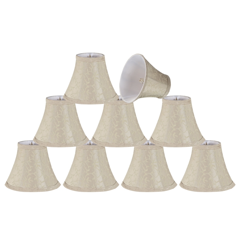 Bell Lamp Shades Beige Fabric Clip-On Style Set of 9 Transitional
