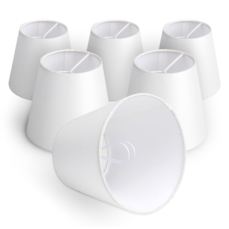 Bell Lamp Shades Set: Cream Linen Clip On Chandelier