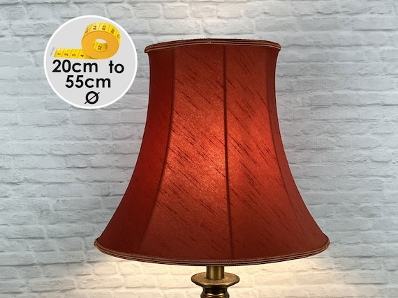Bell Lampshade Burnt Orange Silk Like Piped Edges Vintage Style