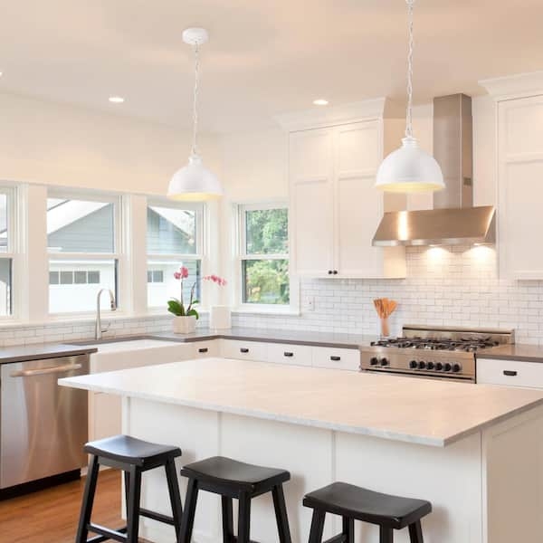 Bell Pendant Light, Matte Finish Exterior with Warm Gold Interior