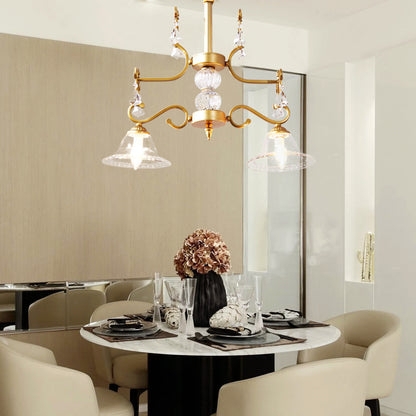Bell-Shaped Chandelier with Cascading Clear Glass Panels, Glam Style