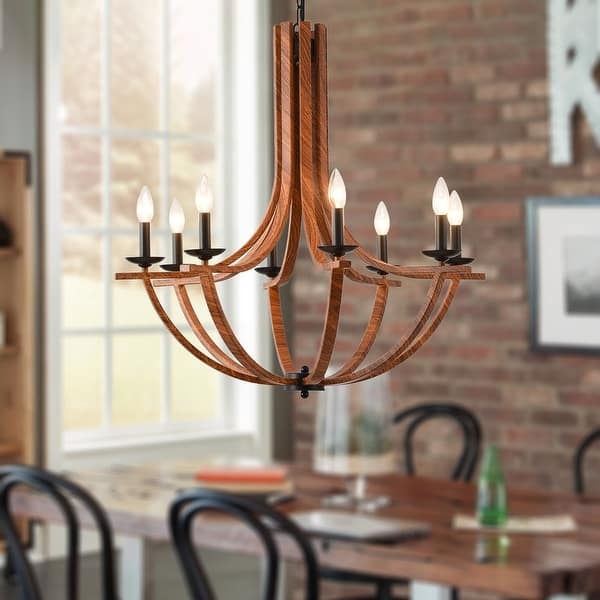 Black and Faux Wood Wagon Wheel Chandelier Ring Design