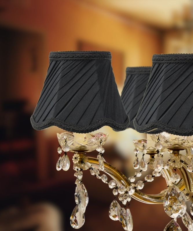 Black And Gold Chandelier Shades Tapered Parchment Clip On Lined
