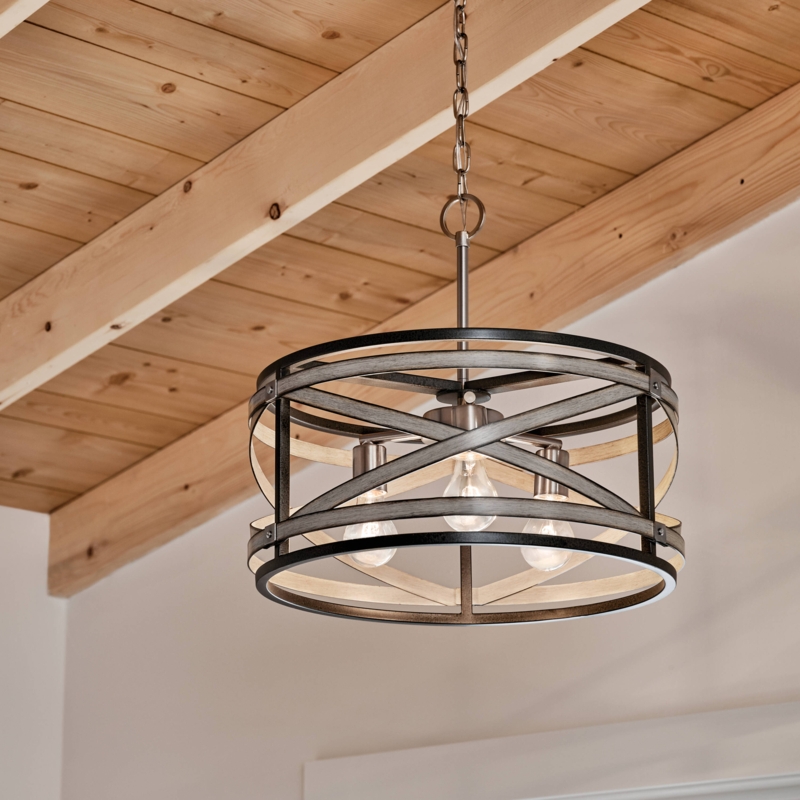 Black Farmhouse Lantern Pendant Clear Glass Four Light Candelabra
