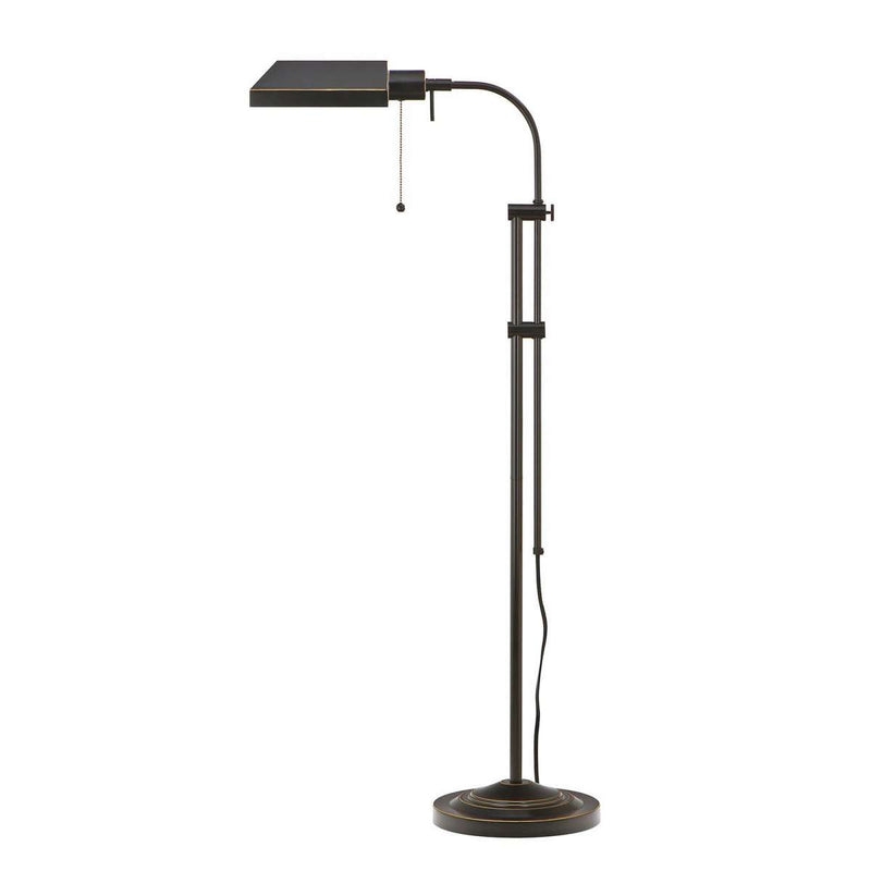 Black Floor Lamp Adjustable Height Pole Rectangular Shade Metal Task