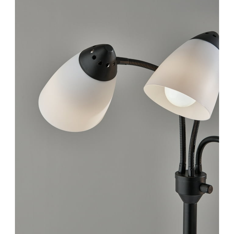 Black Metal Tree Lamp Adjustable Three Head Floor Lamp Gooseneck