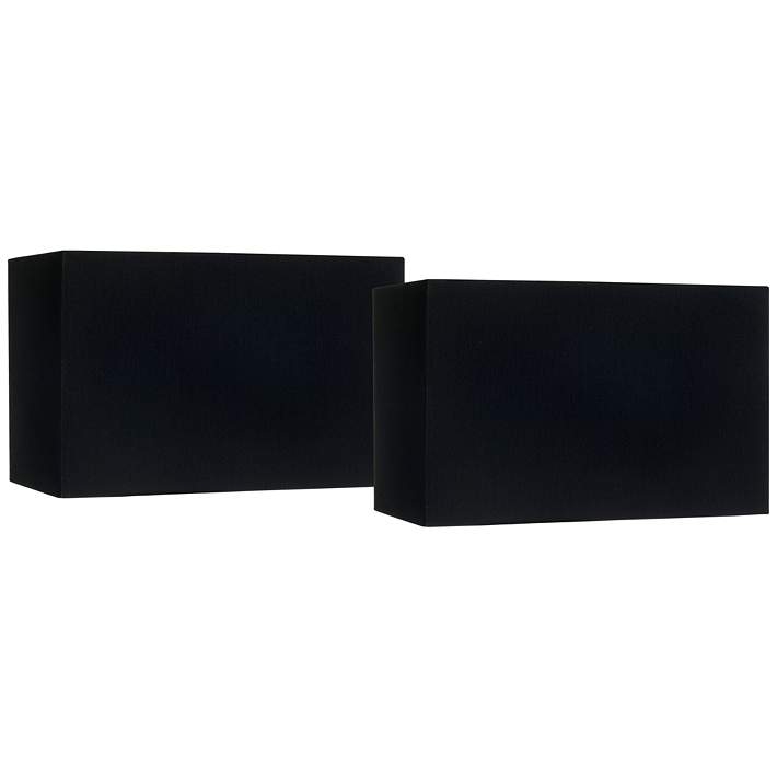 Black Rectangular Lamp Shade White Lining Set of 2