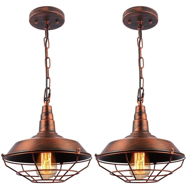 Black Wire Cage Pendant Light Kitchen Island Fixture Exposed Bulb